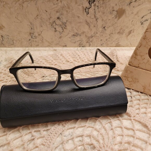 WARBY PARKER HARDY 100 MEDIUM EYEGLASSES SUNGLASSES BLACK FRAMES 51-18-145 CASE - Picture 2 of 14
